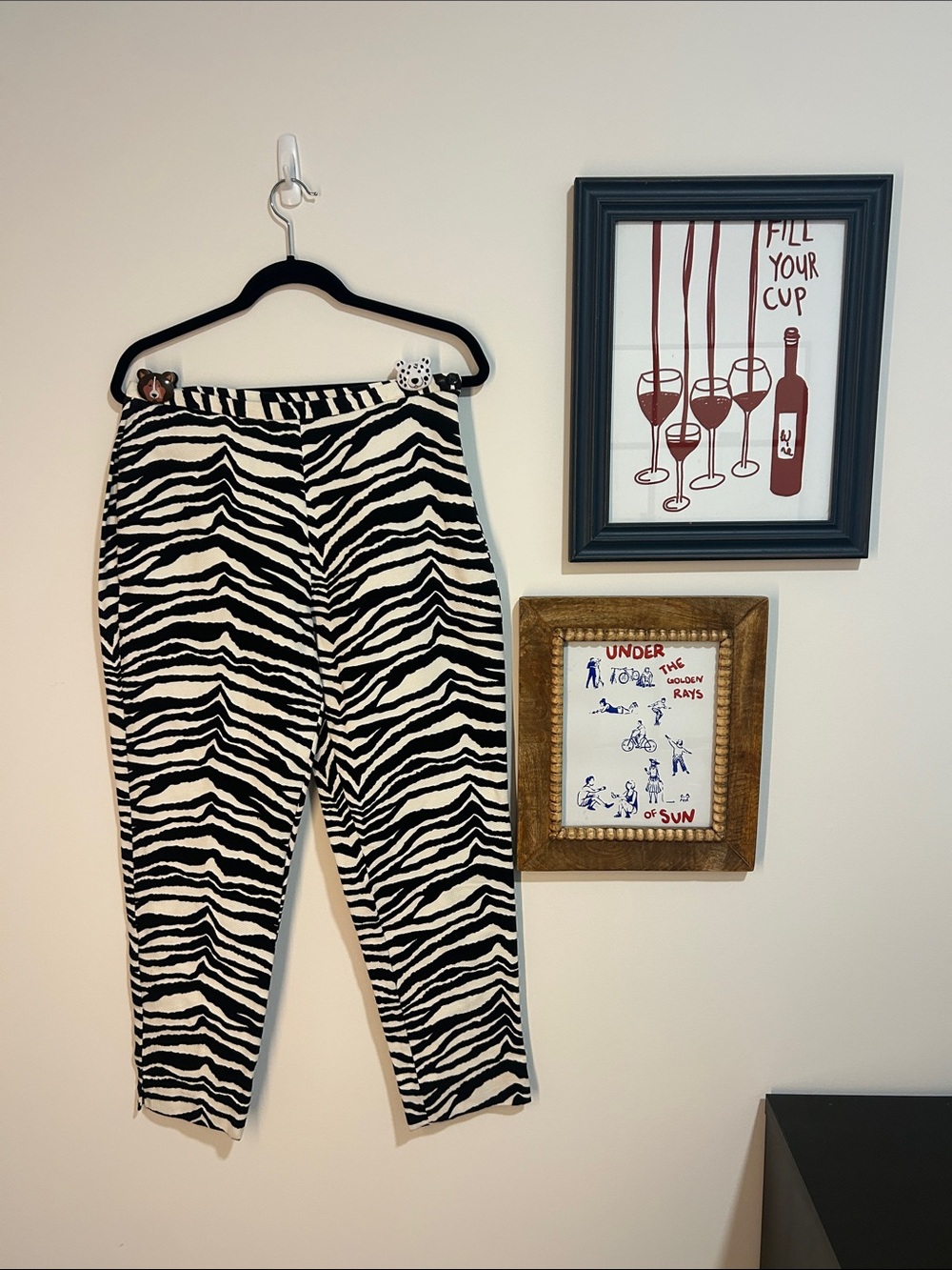 Vintage Zebra-Print Ankle Pants - Black & White